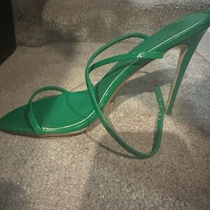 Green Strappy High Heel Sandals